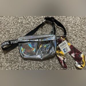 NWT Victoria Secret PINK Collegiate Collection Holographic Fanny Pack